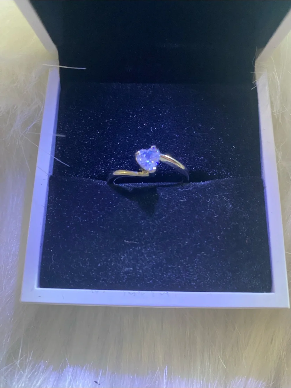 Gold Heart Ring with Clear Cubic Stone - Elegant Women's Ring
